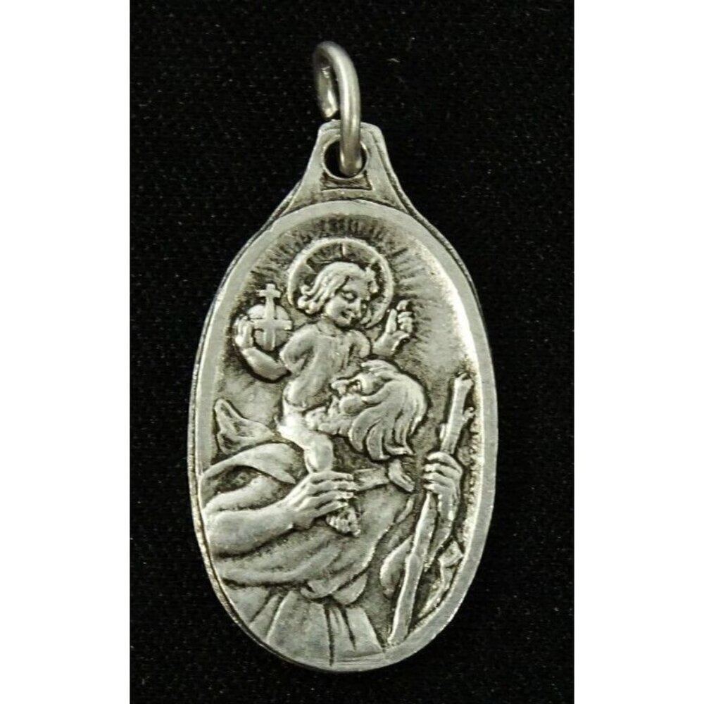 St Christopher Medal Pendant Charm I am Catholic Notify Priest English